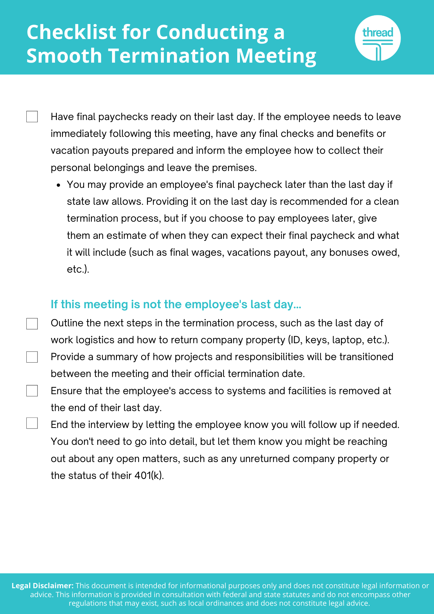 Checklist for Conducting a Smooth Termination Meeting