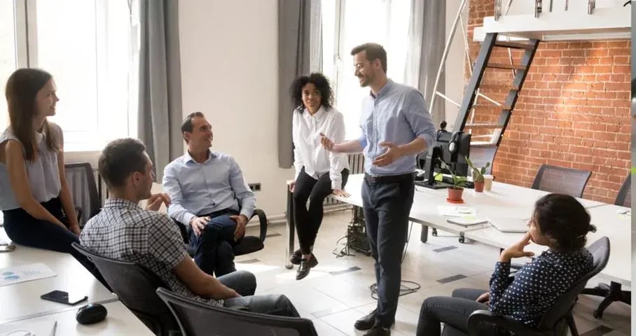 A man talking in a meeting