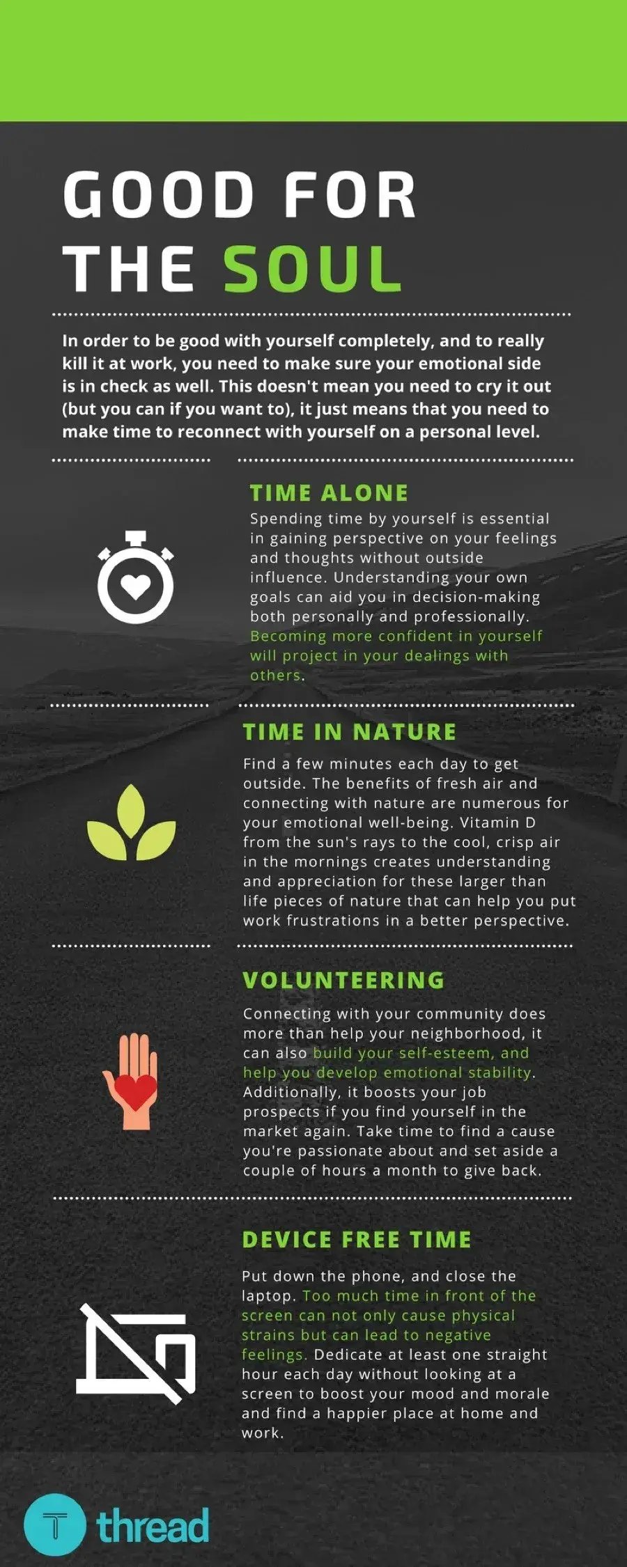 Activities for the soul - Infographic