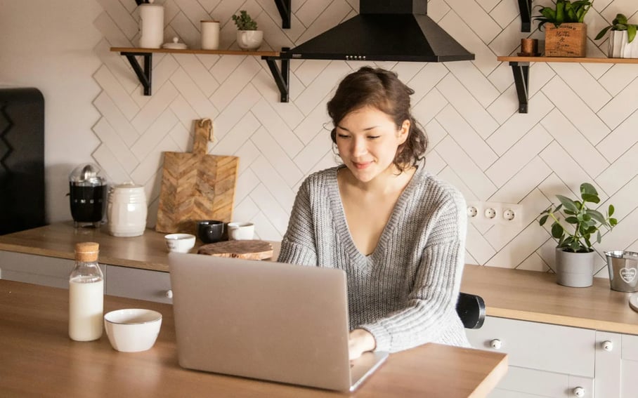 Young woman working from home