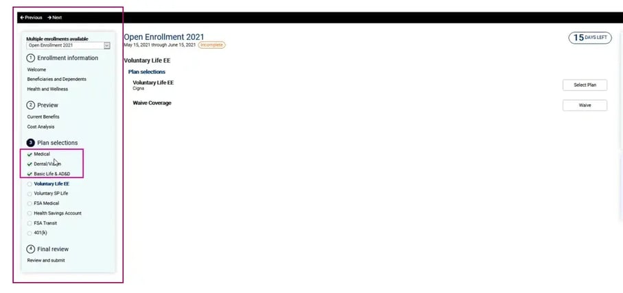 isolved auto selecting plans screen