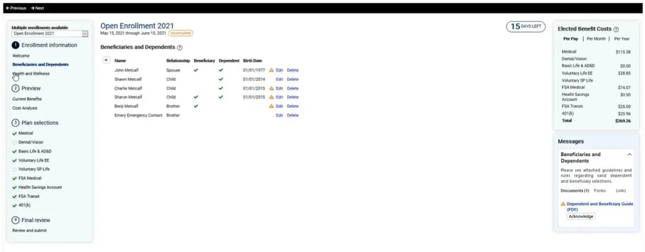 isolved beneficiary and dependents screen