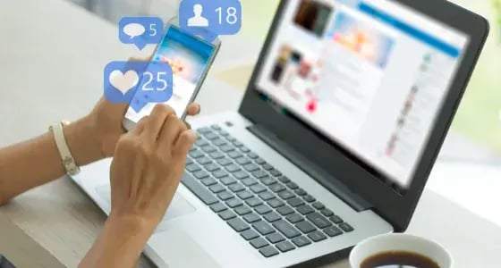 Social media interactions on a smartphone