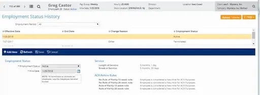 Status history - iSolved 5.0.03